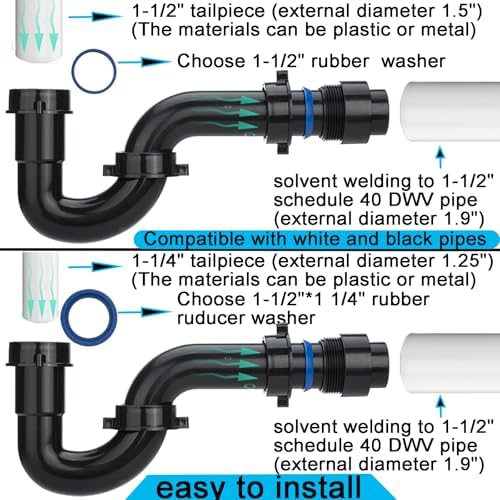 Yariwiz Black 1-1/2 inch P Trap - Image 3