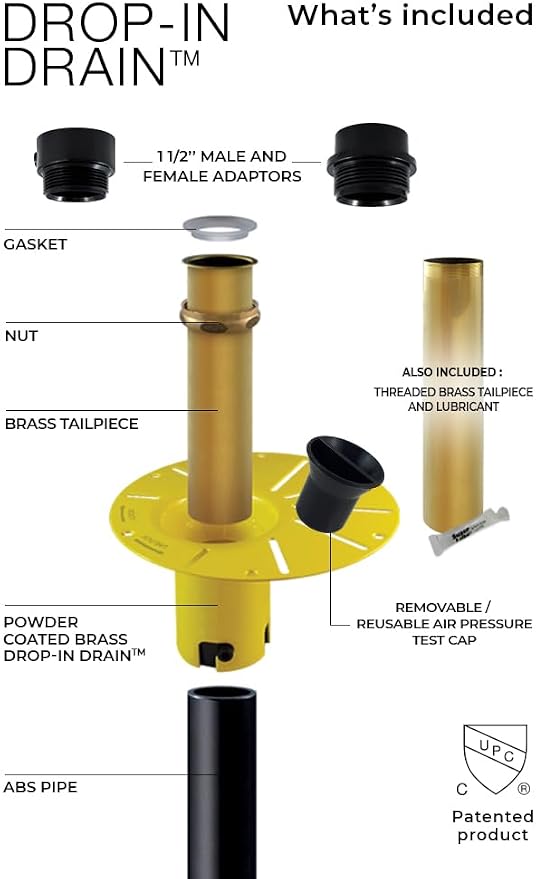 Installation Kit for Freestanding Tubs | Black ABS & Brass Pipes | Fits 1-1/2” - Image 3