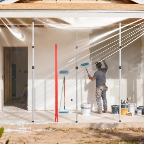 4 Pack Dust Barrier Poles Kit, 10Ft Adjustable Steel Telescoping Poles - Image 7