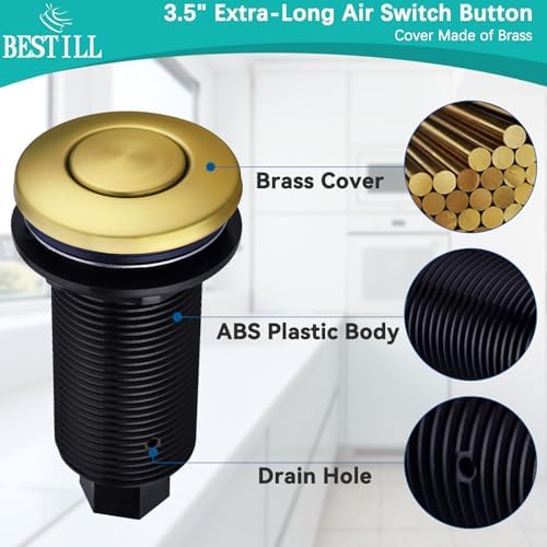 BESTILL Garbage Disposal Air Switch Kit in Brushed Brass, UL Listed - Image 4