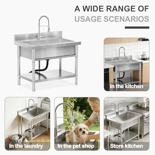 40" Stainless Steel Freestanding Utility Sink - Image 6