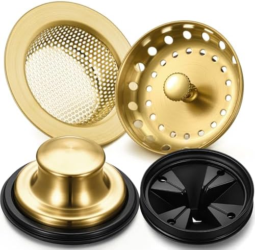 4 Pcs Brushed Gold Kitchen Sink Accessories Garbage Disposal Splash Guards by Yiyiring