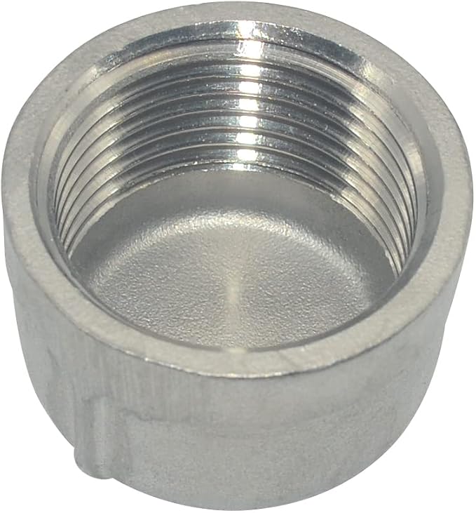 1" Cap, NPT Female Threaded Cast Pipe Fitting, Stainless Steel 304 - Image 2