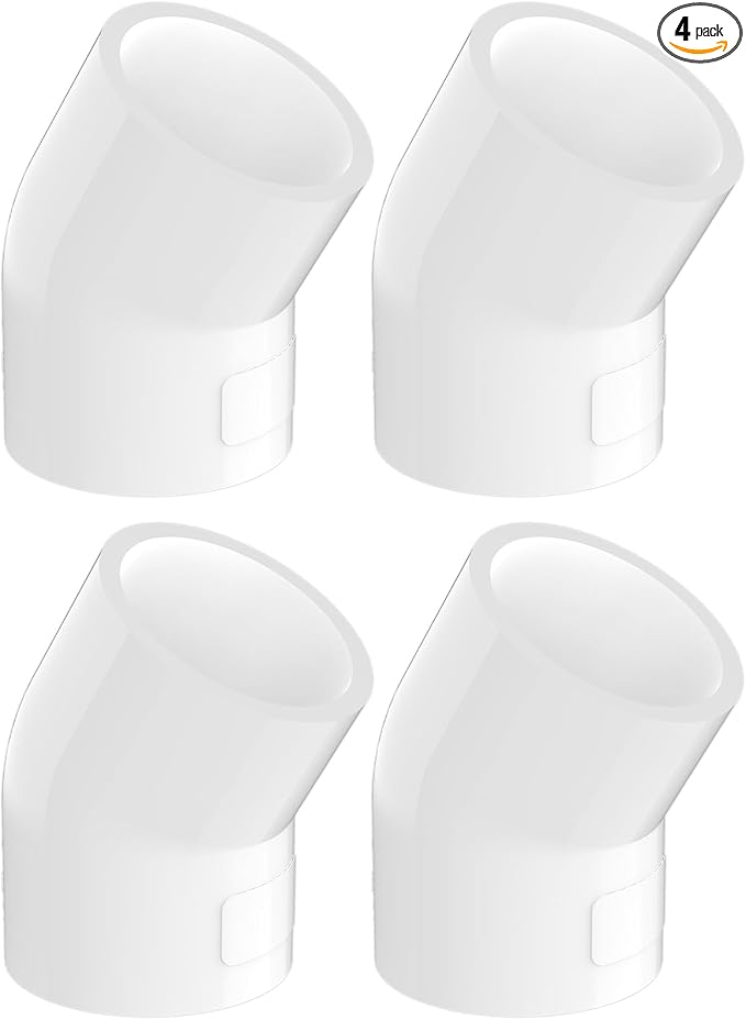 4-Pack 1 Inch 45 Degree PVC Elbow Pipe Fittings, Furniture Grade SCH40 PVC Pipe by Unknown