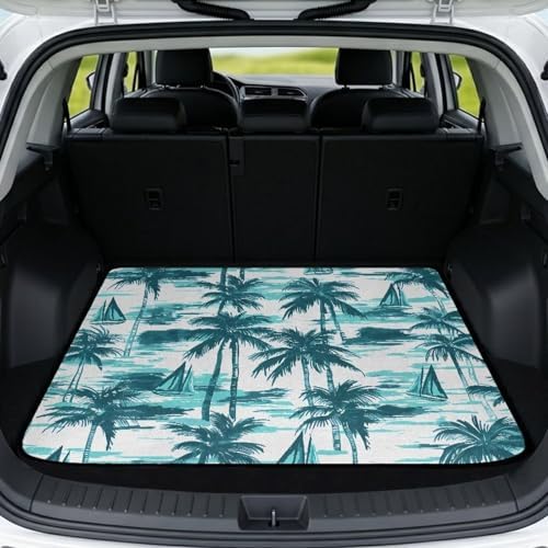 Teal Palm Pet Friendly Trunk Mat 29"x39" by Mintulipy