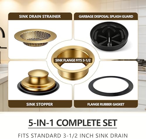 Garbage Disposal Flange 5-Piece Kit, 3.5" Putty-Free Leak-Proof Sink Stopper by - Image 3