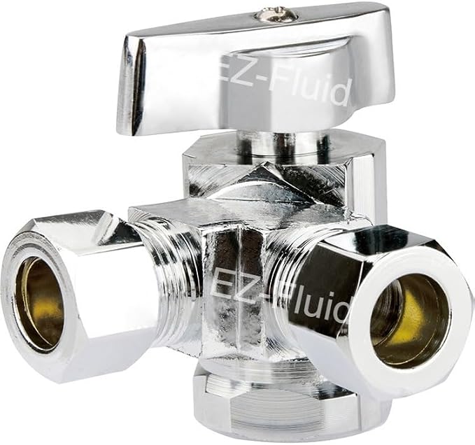 EZ-Fluid 1/2" FIP Female Iron Pipe Threaded X 1/4"Comp X 3/8" Comp Dual Outlets by EZ-FLUIDPlumbingProducts