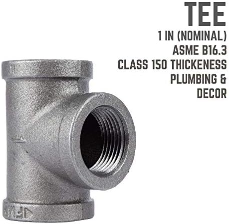PIPE DECOR 1" Tee Fitting, Malleable Iron, Fits One Inch Diameter Black Steel - Image 3