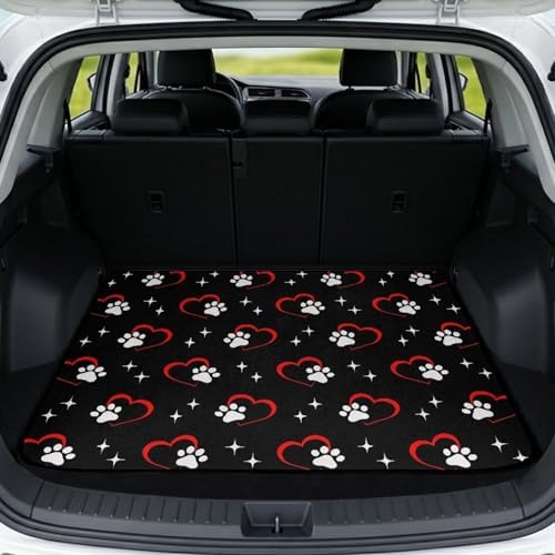 Red Heart Paw Heavy Duty Trunk Mat 29"x39" by Mintulipy