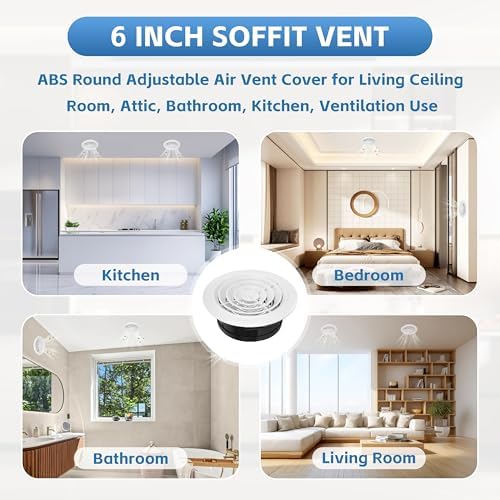 Round Air Vent Cover, 6 Inch Adjustable, ABS Ceiling Vent - Image 6