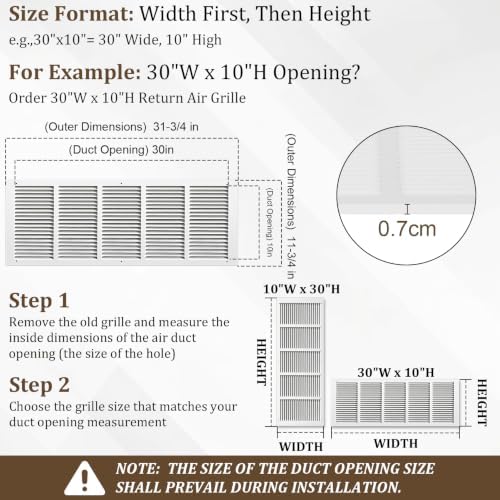 30x10 Steel Return Air Grille, Fits 30"W x 10"H Duct Opening - Image 4