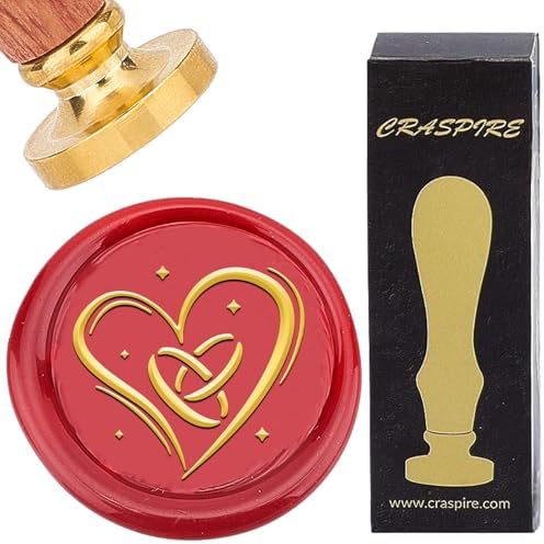 CRASPIRE Heart Wax Seal Stamp 1.18In/30mm Romantic Love Wedding Rings by CRASPIRE