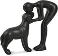 Abstract Person and Dog Sculpture Head-to-Head Figurine Black | abstract by FriyGardcn