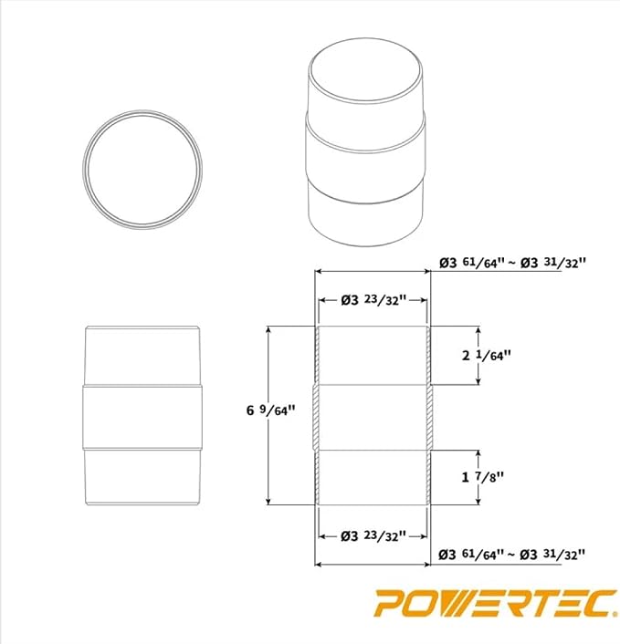 POWERTEC 70123 4-Inch Dust Hose Connector w/Quick Connect Splice Adapter - Image 2