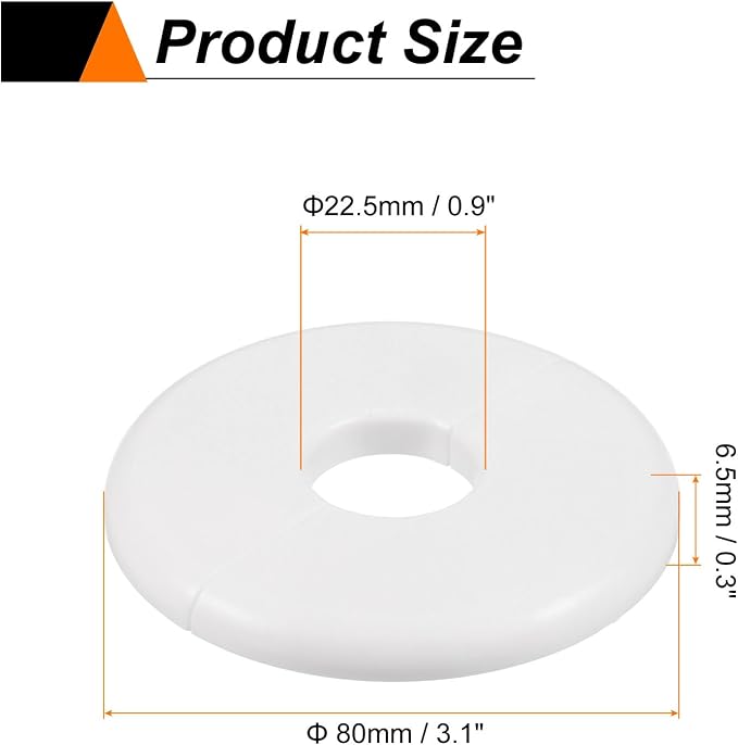 HARFINGTON 2pcs Wall Split Flange 22.5mm/0.9" Self-Adhesive Plumbing Cover - Image 2