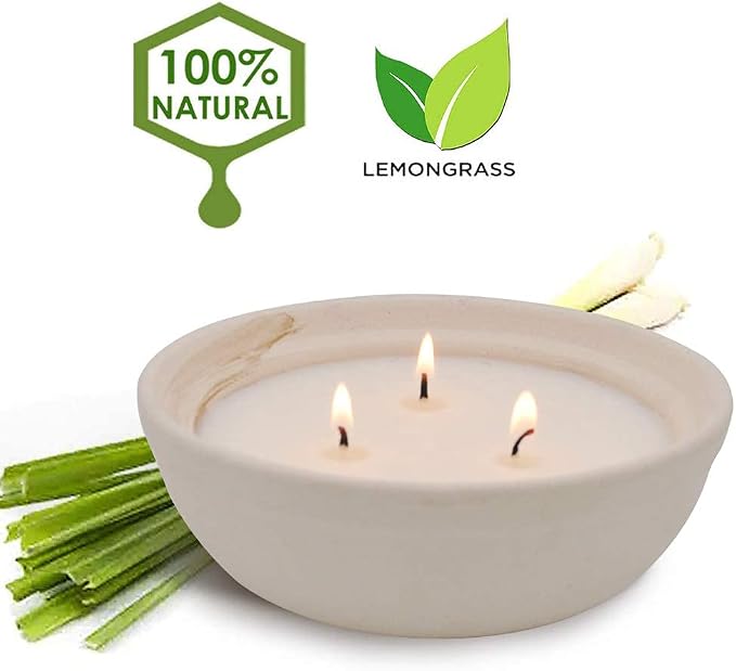 Citronella Candles in Coarse Pottery Container, Natural Soy Wax Candle Outdoor - Image 4