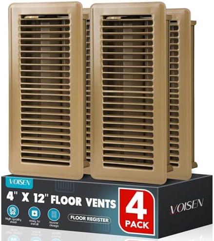 VOISEN Floor Register 4x12, 4 Pack Brown Floor Vent Covers by VOISEN