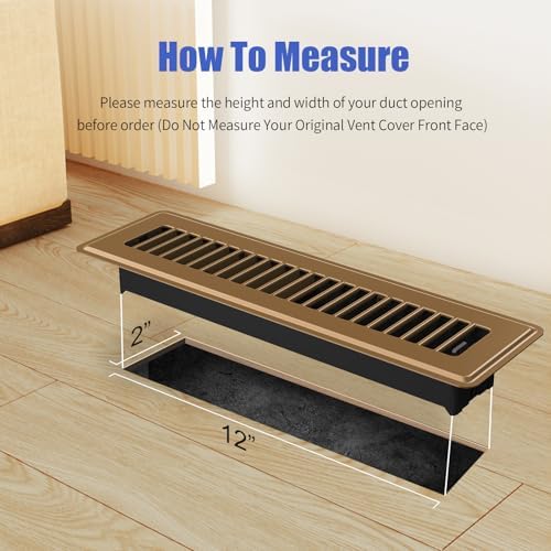 2x12 Floor Register, 2 Pack Brown Floor Vent Covers - Image 2