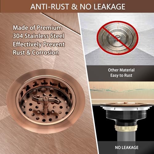 Kitchen Sink Drain Assembly 3-1/2 Inch Stainless Steel Kitchen Drain - Image 6