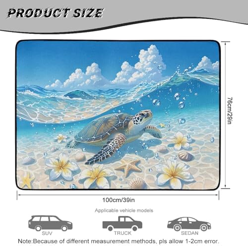 Cute Turtle Flower Trunk Mat for Beach Gear 29"x39" - Image 7