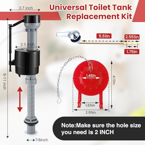 Saillong Universal Toilet Flusher Replacement Kit, Fill Valve, 2-Inch Flapper - Image 2