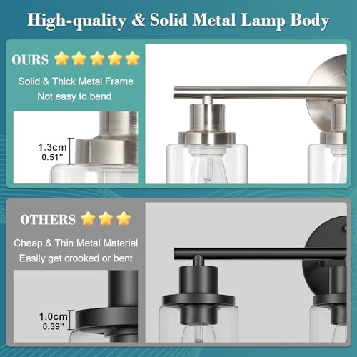 Unicozin 3 Light Vanity Lights, Brushed Nickel Wall Sconce Light - Image 3
