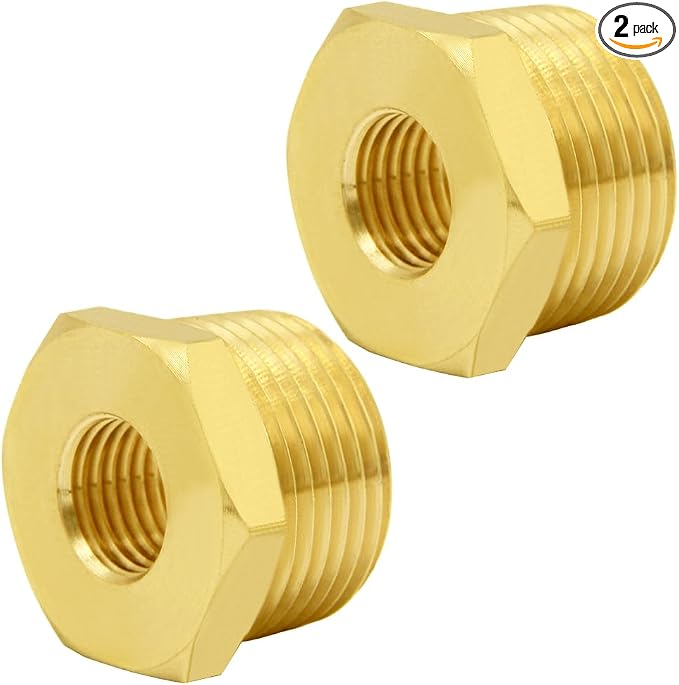 Joywayus 2Pcs Brass Reducing Hex Bushing 3/4" NPT Male to 1/8" NPT Female | by Joywayus