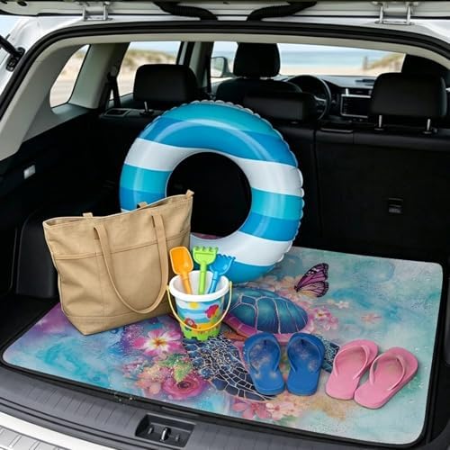 Pink Marble Sea Turtle Heavy Duty Trunk Mat 29"x39" - Image 2