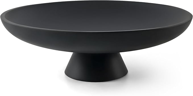 LIN CHUAN Large Decorative Bowl, Resin Pedestal Fruit Bowl, Matte Black | Ideal by LINCHUAN