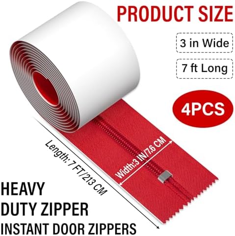 4-Pack Heavy Duty Zipper Door for Dust Barriers, Construction Door Zipper - Image 2