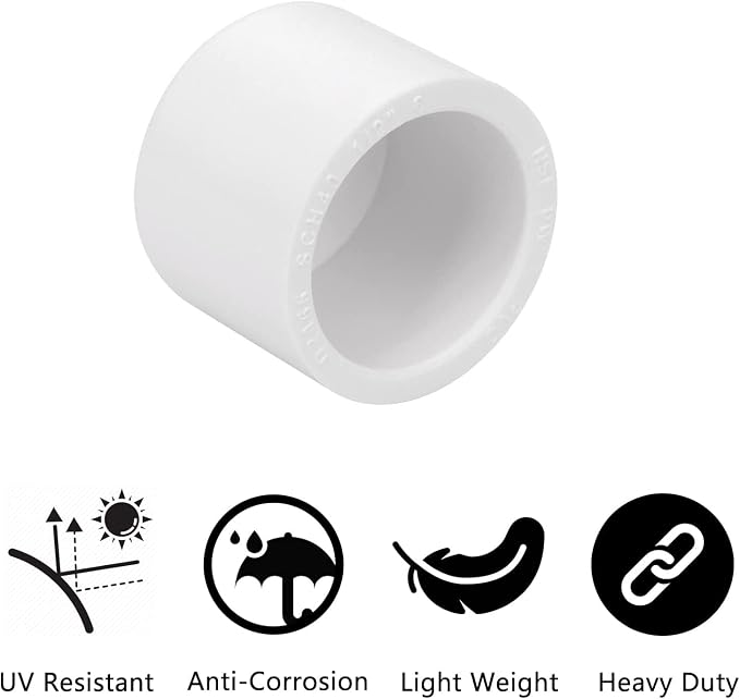 20Pack 1/2"PVC Pipe End Cap Fitting Schedule 40 Furniture Grade 1/2" PVC Pipe - Image 5