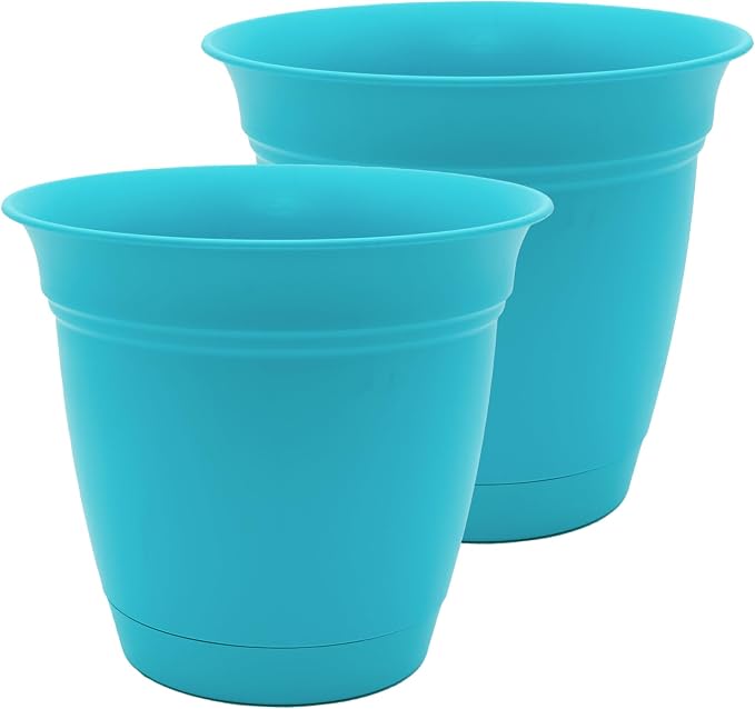 The HC Companies Eclipse Round Planter Pot, 10 Inch, Attached Saucer, Drainage by TheHCCompanies