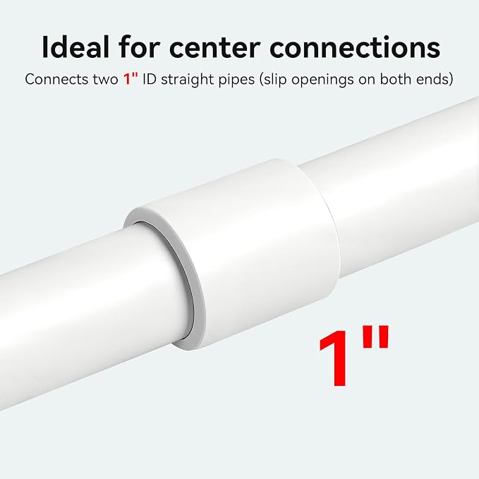 9 Pack 1Inch White PVC Pipe Coupling, Socket x Socket, Schedule 40 Heavy Duty - Image 3