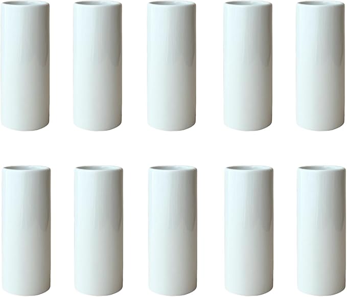 5.51'' Small Modern White Ceramic Vase Set of 10 - Image 5