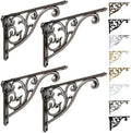 Shelf Brackets 8 Inch 4PCS Heavy Duty Antique Weathered Nickel Wall Bracket by khtumeware