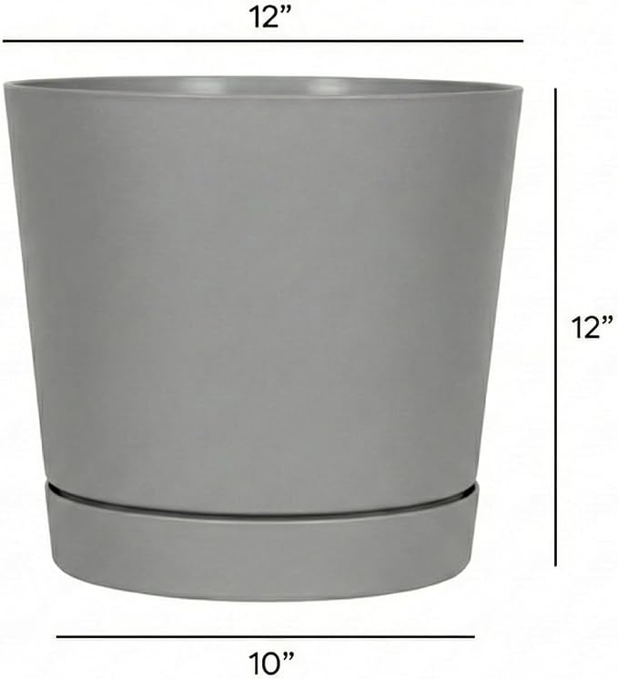 Root & Vessel Majestic Full Depth Round Cylinder Pot, Glossy Gray - Image 5