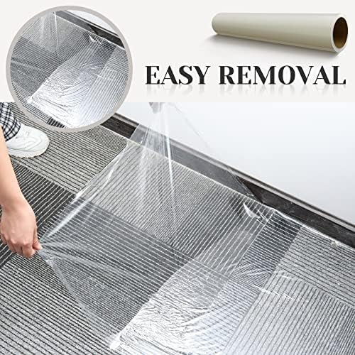 Amylove 30 Inch X 100 ft Carpet Plastic Protection Film, Transparent - Image 3