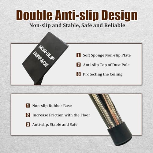 12FT Dust Barrier Poles 4 Pack, Stainless Steel Retractable Zipper Wall Poles - Image 3