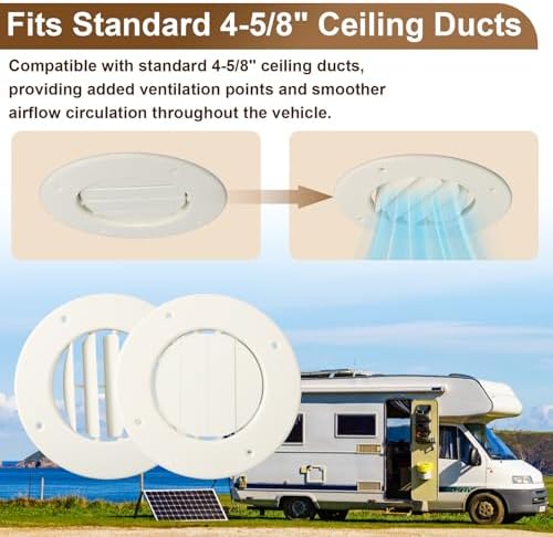 Ketofa 6.5 Inch RV Ceiling Vent Cover, 4-5/8 Inch Duct, 5 Pack - Image 2