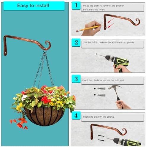 LOOGI Hanging Plant Bracket, Wall Hook Plant Hanger 6 Inch Decorative Hooks - Image 7