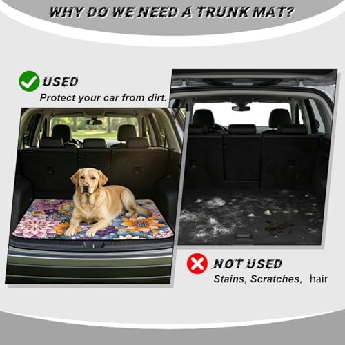 ELEQIN Boho Flower Dahlia Car Trunk Cargo Liner Non Slip Backing Cargo Mat Rear - Image 4