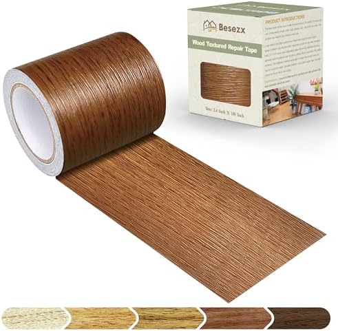 Besezx Wood Grain Tape, 2.4" X15', Self Adhesive Wood Grain Repair Patch by Besezx