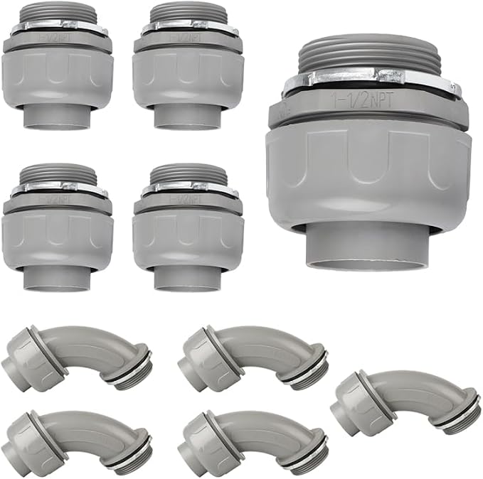Conduit Connectors, 1-1/2 Inch Liquid Tight Connector NPT Non-Metallic by HDHAODA