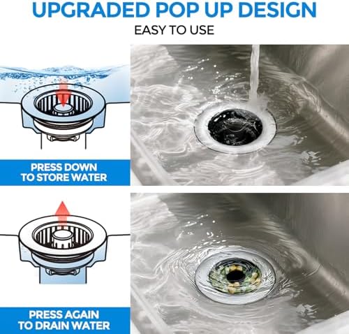 zaa 3 in 1 Kitchen Sink Drain Strainer Stopper Removable Basket Pop-Up - Image 3