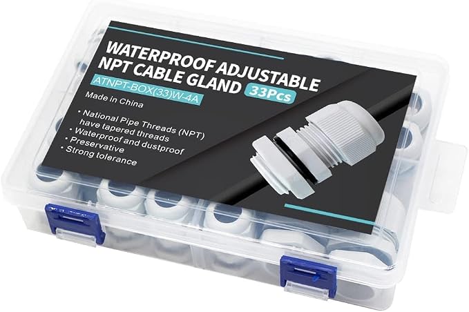 33PCS Cable Gland Waterproof Kit, IP68 Nylon PA66 Strain Relief Cord Grips - Image 4