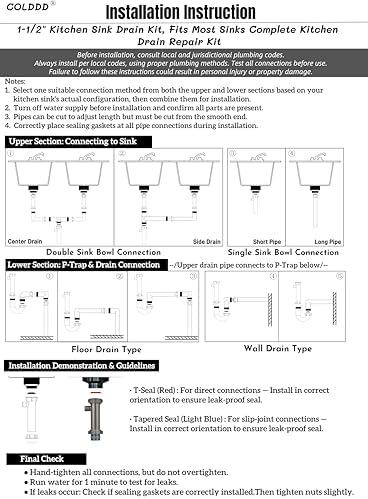 Universal 1-1/2 In Kitchen Sink Drain Kit, P-Trap And S-Trap Set - Image 7