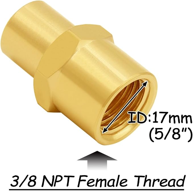 Uenede Brass 1/4" NPT Female to 3/8" NPT Female Reducer Adapter - Image 2