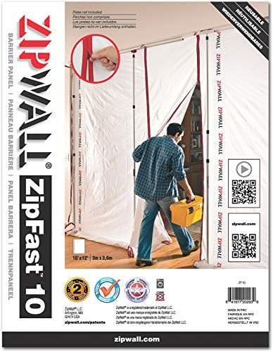 Zipwall ZF10-PK4 ZipFast Reusable Reuseable Barrier - Image 2
