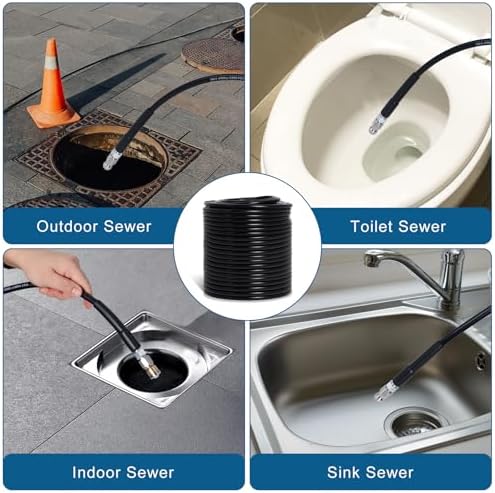 200FT Sewer Jetter Kit for Pressure Washer 5800PSI Drain Cleaner - Image 5