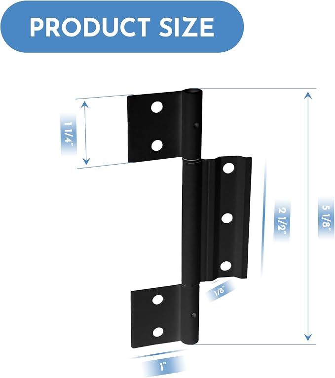 3Pack Black Screen Door Hinges 1/8 in Grooved Center - Image 2